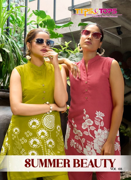Summer Beauty Vol 3 By Tips And Tops Rayon Printed Cord Set Wholesalers In Surat